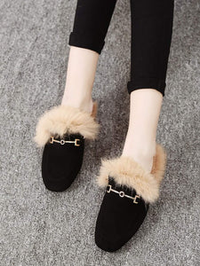 Metal Detail Suede Flats