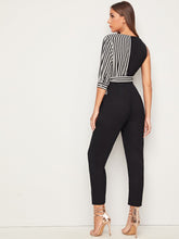 Load image into Gallery viewer, Striped Asymmetrical Tie Side Jumpsuit