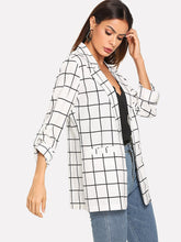 Load image into Gallery viewer, Dual Pocket Plaid Blazer