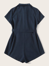 Load image into Gallery viewer, Solid Button Front Belted Utility Romper