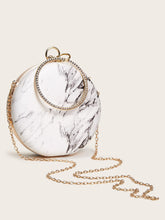 Load image into Gallery viewer, Marble Print Round Shaped Clutch Bag