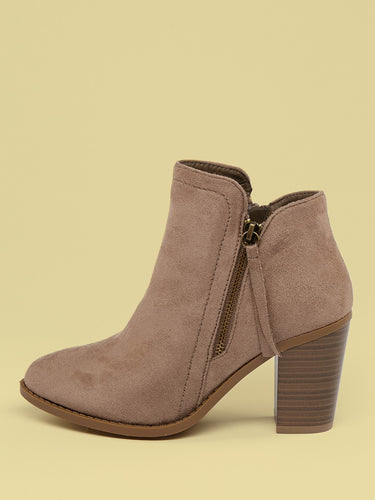 Almond Toe High Shaft Block Heel Ankle Boots