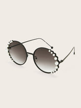 Load image into Gallery viewer, Faux Pearl Decor Round Frame Sunglasses