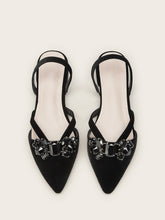 Load image into Gallery viewer, Rhinestone Decor Point Toe Flats