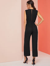 Load image into Gallery viewer, Contrast Lace V-neck Self Tie Jumpsuit