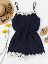 Load image into Gallery viewer, Lace Trim Cami Romper