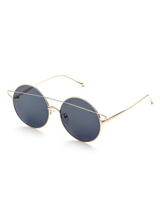 Silver Double Bridge Round Sunglasses