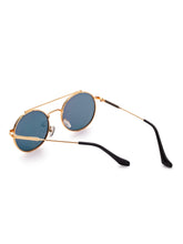 Load image into Gallery viewer, Blue Flat Lens Double Bridge Round Sunglasses