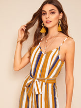 Load image into Gallery viewer, Striped Belted Cami Jumpsuit