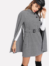 Load image into Gallery viewer, Self Belted Houndstooth Cape Coat