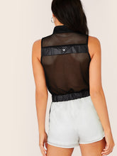 Load image into Gallery viewer, O-ring Zip Mesh Yoke and Back Drawstring Waist Romper