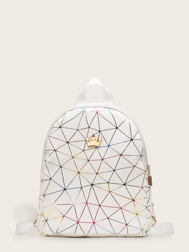 Crown Decor Geometric Print Backpack