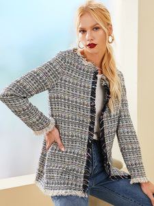 Frayed Edge Tweed Coat