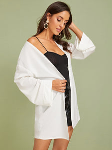 Solid Bell Sleeve Open Front Coat