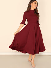 Load image into Gallery viewer, Bell Sleeve Ribbed Knit Midi Dress