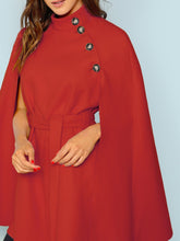 Load image into Gallery viewer, Button Front Self Belted Cape Coat