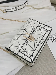 Geometric Print Chain Crossbody Bag