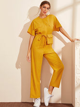 Load image into Gallery viewer, Zip Up Flap Pocket Patched Wide Leg Jumpsuit