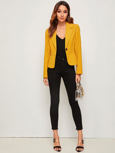 Solid Single Button Blazer