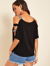 Load image into Gallery viewer, Cut-out Shoulder Top With Aztec Strap