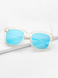 Clear Frame Mirror Lens Sunglasses