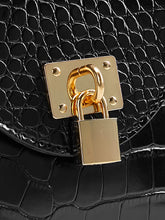 Load image into Gallery viewer, Metal Lock Decor Croc Embossed Satchel Bag