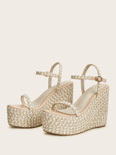 Load image into Gallery viewer, Ankle Strap Platform Espadrille Wedges