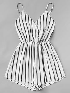 Vertical Striped Cami Romper