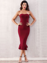 Load image into Gallery viewer, Adyce Zip Back Fishtail Hem Bodycon Tube Dress