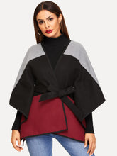 Load image into Gallery viewer, Cut-and-sew Self Belted Cape Coat