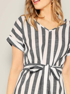 Block Striped Belt Dress