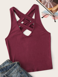 Criss Cross Solid Skinny Shell Top