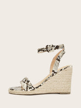 Load image into Gallery viewer, Snakeskin Ankle Strap Wedges