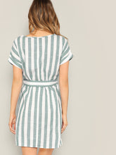 Load image into Gallery viewer, Block Striped Belt Dress