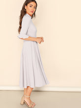 Load image into Gallery viewer, Bell Sleeve Ribbed Knit Midi Dress