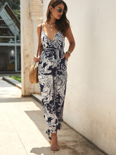 Load image into Gallery viewer, Plants Print Surplice Front Self Tie Knot Hem Jumpsuit