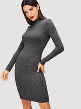 Load image into Gallery viewer, Mock Neck Heathered Knit Dress