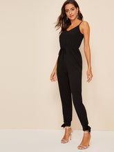 Load image into Gallery viewer, Solid Drawstring Waist Knot Hem Cami Jumpsuit