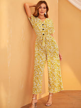 Load image into Gallery viewer, Floral Print Belted Jumpsuit