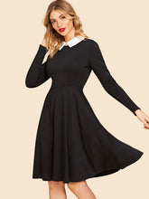 Load image into Gallery viewer, 50s Contrast Collar Skater Dress