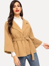 Load image into Gallery viewer, Woollen Blend Raglan Sleeve Belted Outerwear