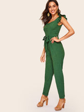 Load image into Gallery viewer, 80s Sweetheart Neck Ruffle Armhole Rolled Hem Jumpsuit