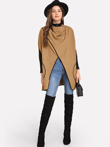 Contrast Binding Wrap Poncho