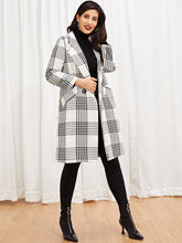 Load image into Gallery viewer, Self Tie Plaid Pocket Side Coat