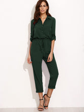 Load image into Gallery viewer, Tie Waist Rolled Sleeve Equipment Jumpsuit