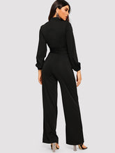 Load image into Gallery viewer, Button Front Belted Wide Leg Shirt Jumpsuit