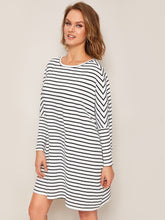 Load image into Gallery viewer, Batwing Sleeve Striped Oversized Dress