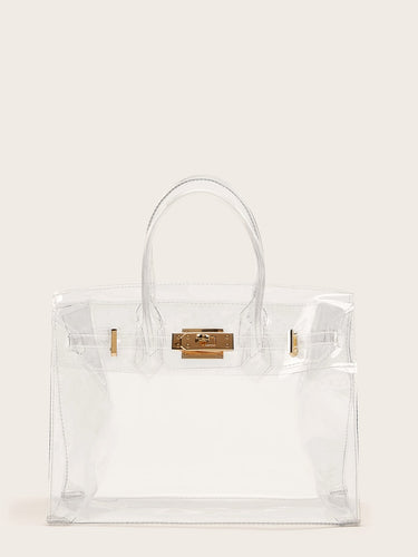 Metal Buckle Clear Tote Bag