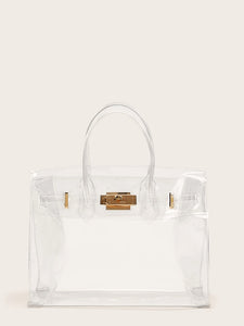 Metal Buckle Clear Tote Bag