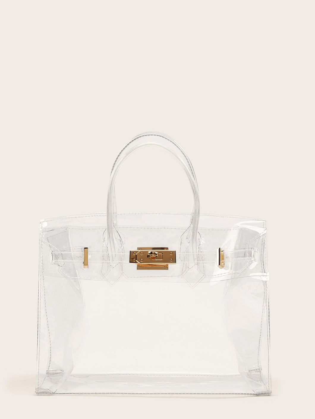 Metal Buckle Clear Tote Bag